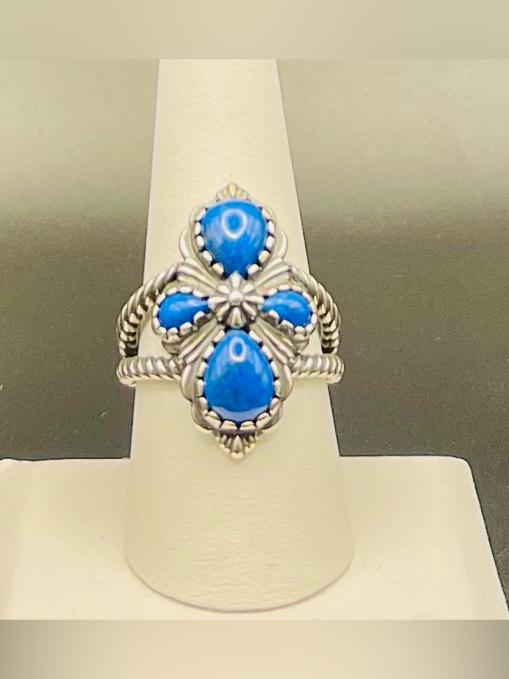 NWOT American West SS  blue lapis ring with/box pouch and care card , size 8